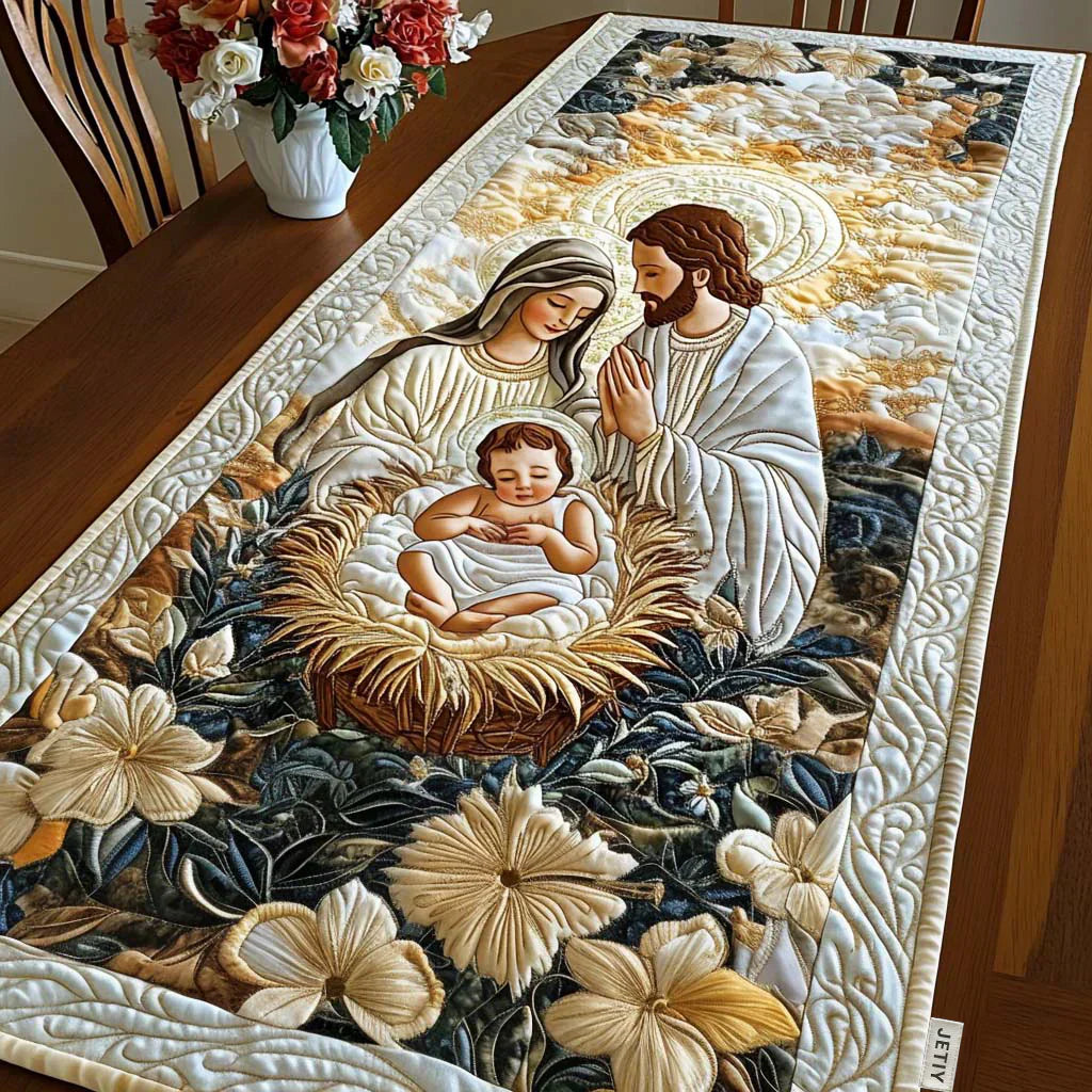Quiltad bordstablett – Gudomlig julkrubba