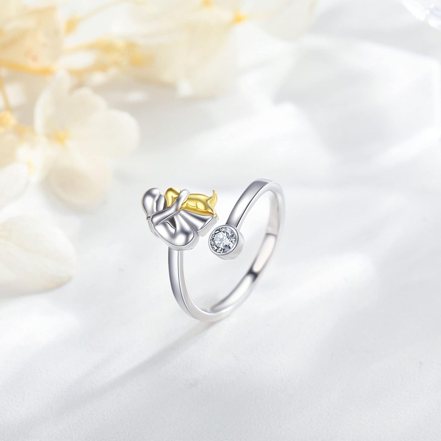 Justerbar ring i 925 sterlingsilver med zirkonia – Handgjord
