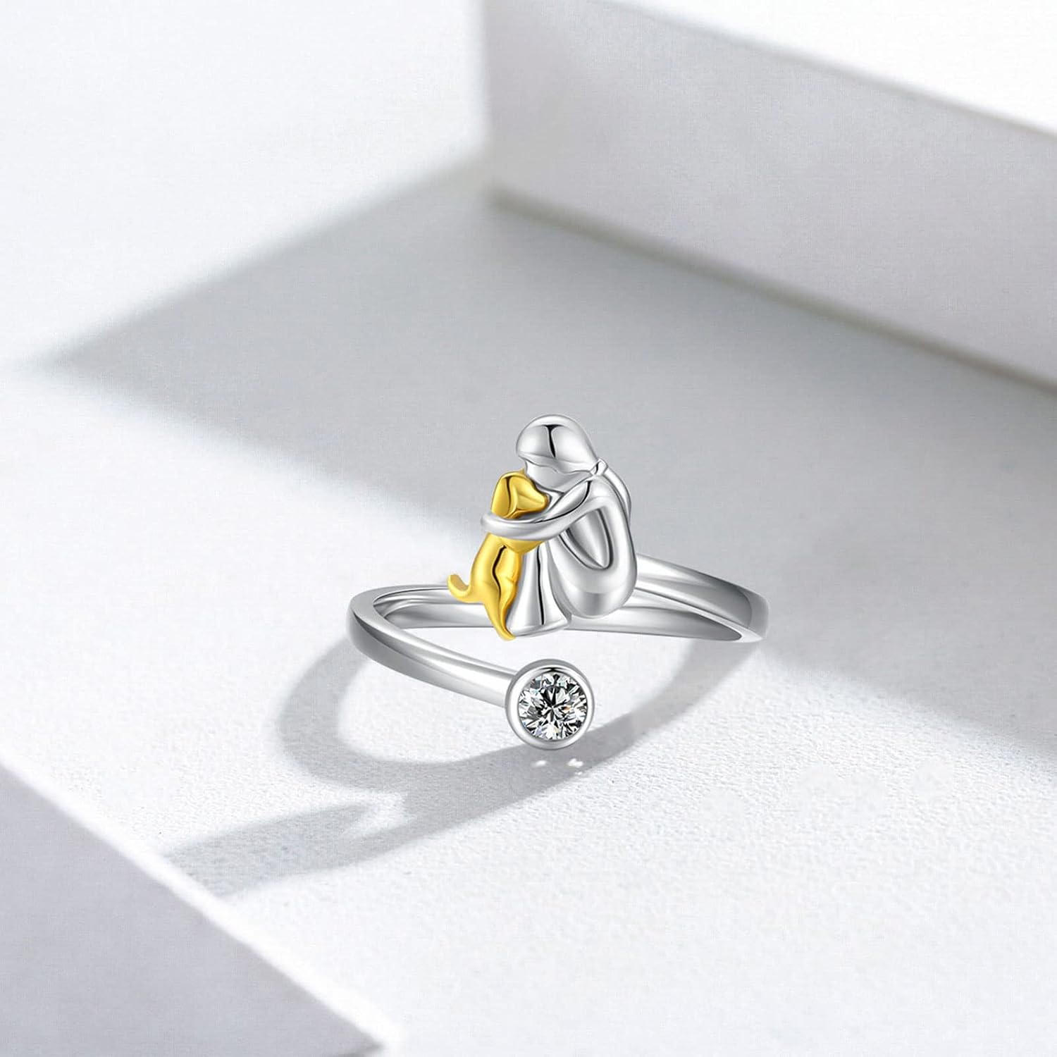 Justerbar ring i 925 sterlingsilver med zirkonia – Handgjord