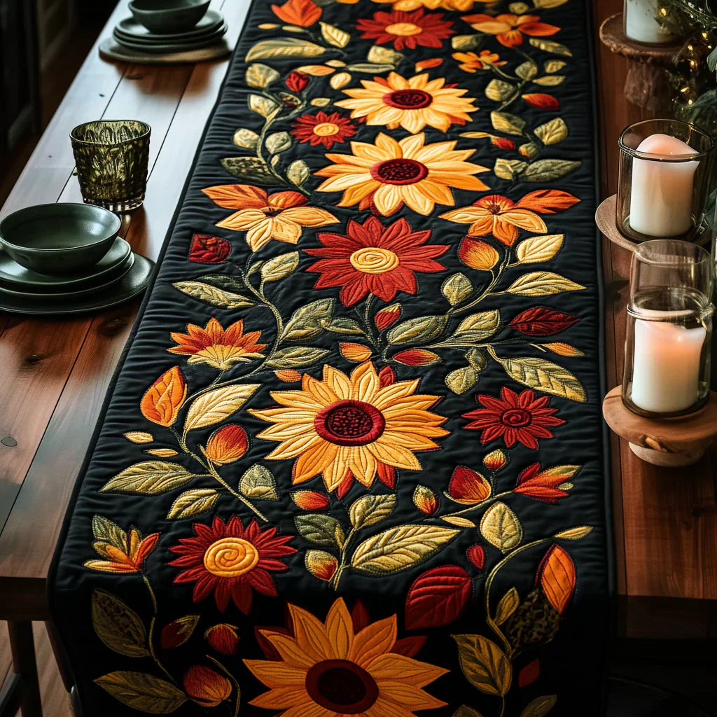 Quiltad bordstablett – Höstsolrosor