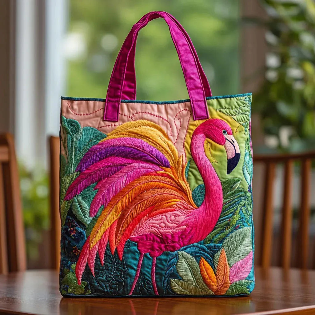 Quiltad väska – Regnbågsflamingo