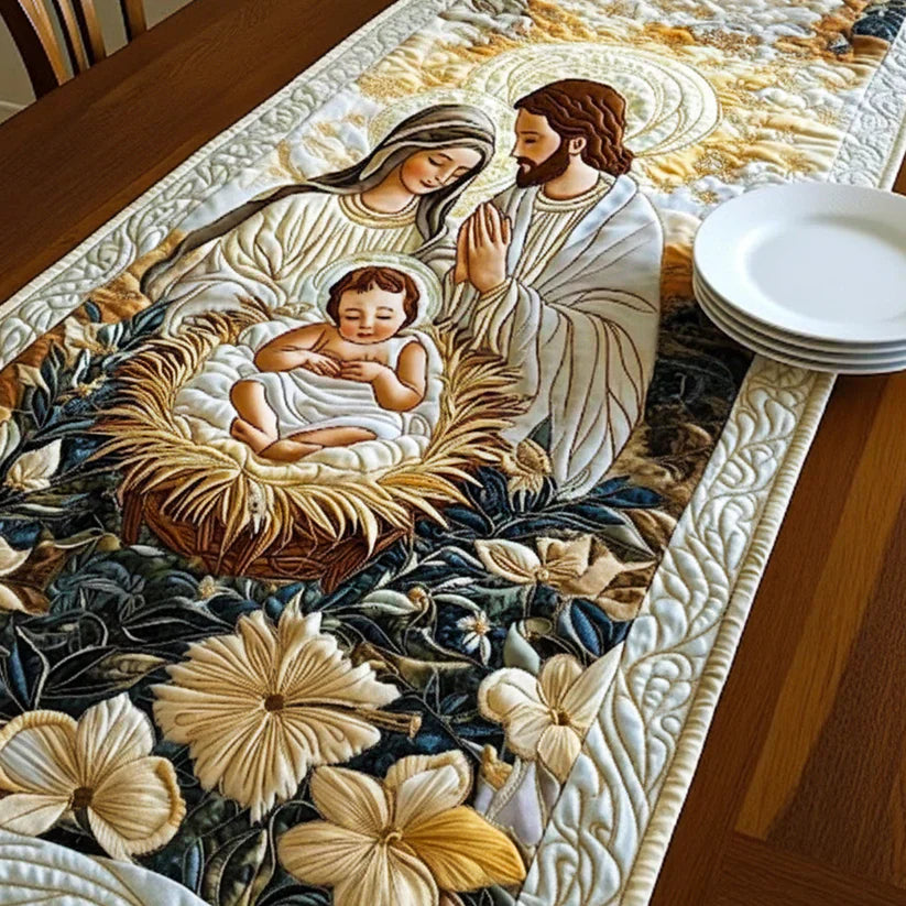 Quiltad bordstablett – Gudomlig julkrubba