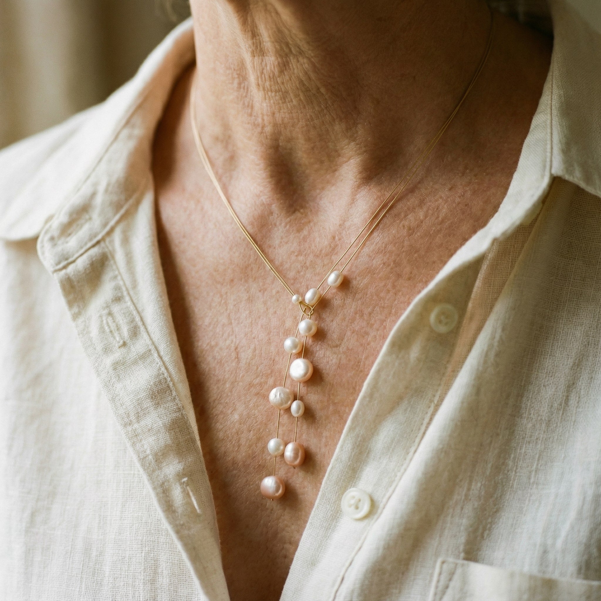 Elegant halsband med hängande pärlor