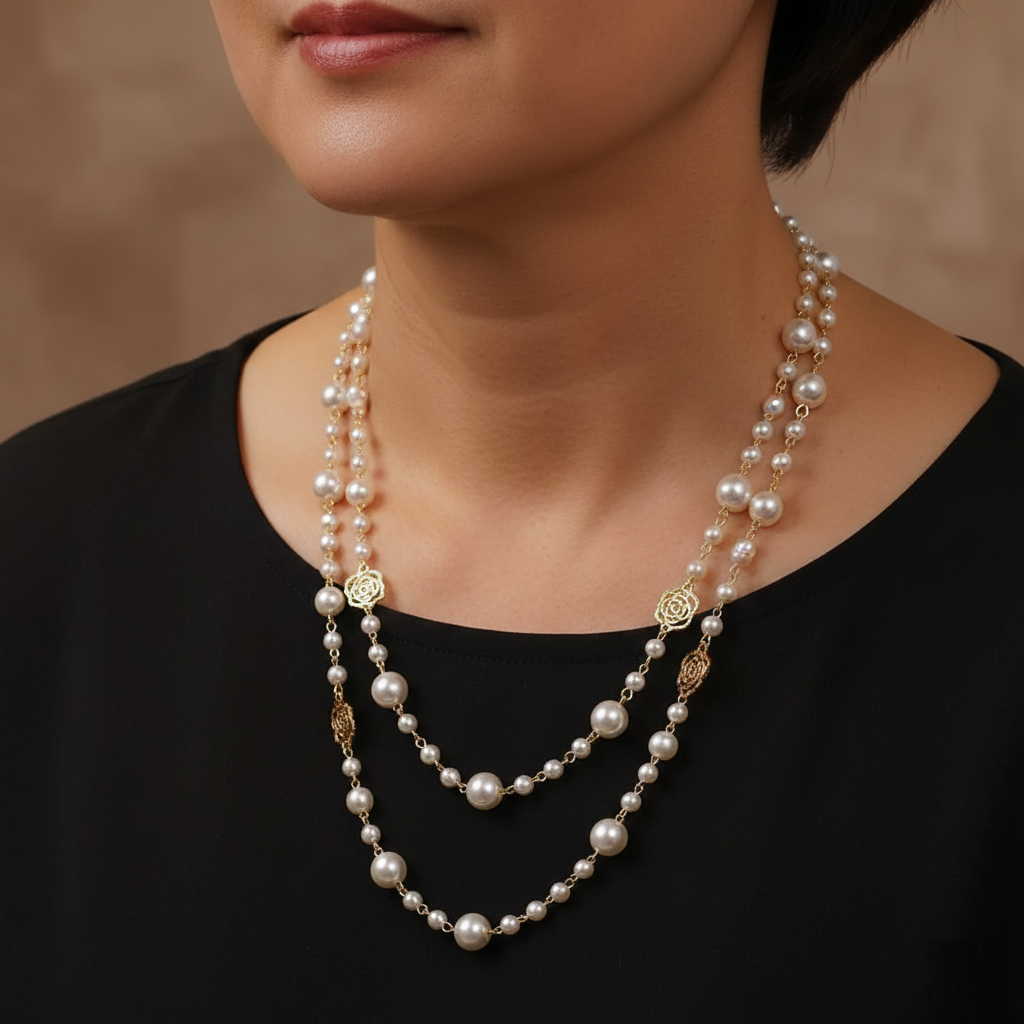 Elegant guldhalsband med pärla