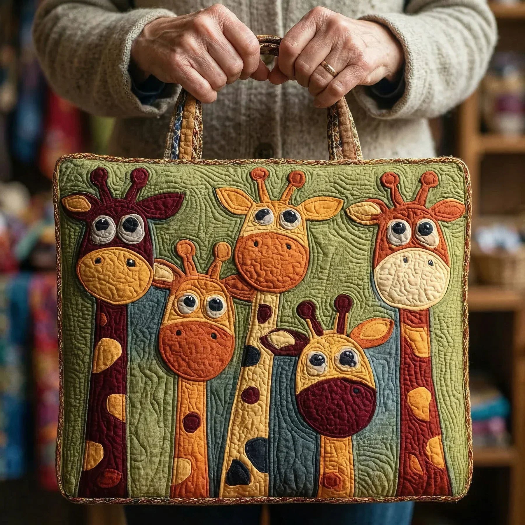 Quiltad väska – Giraff