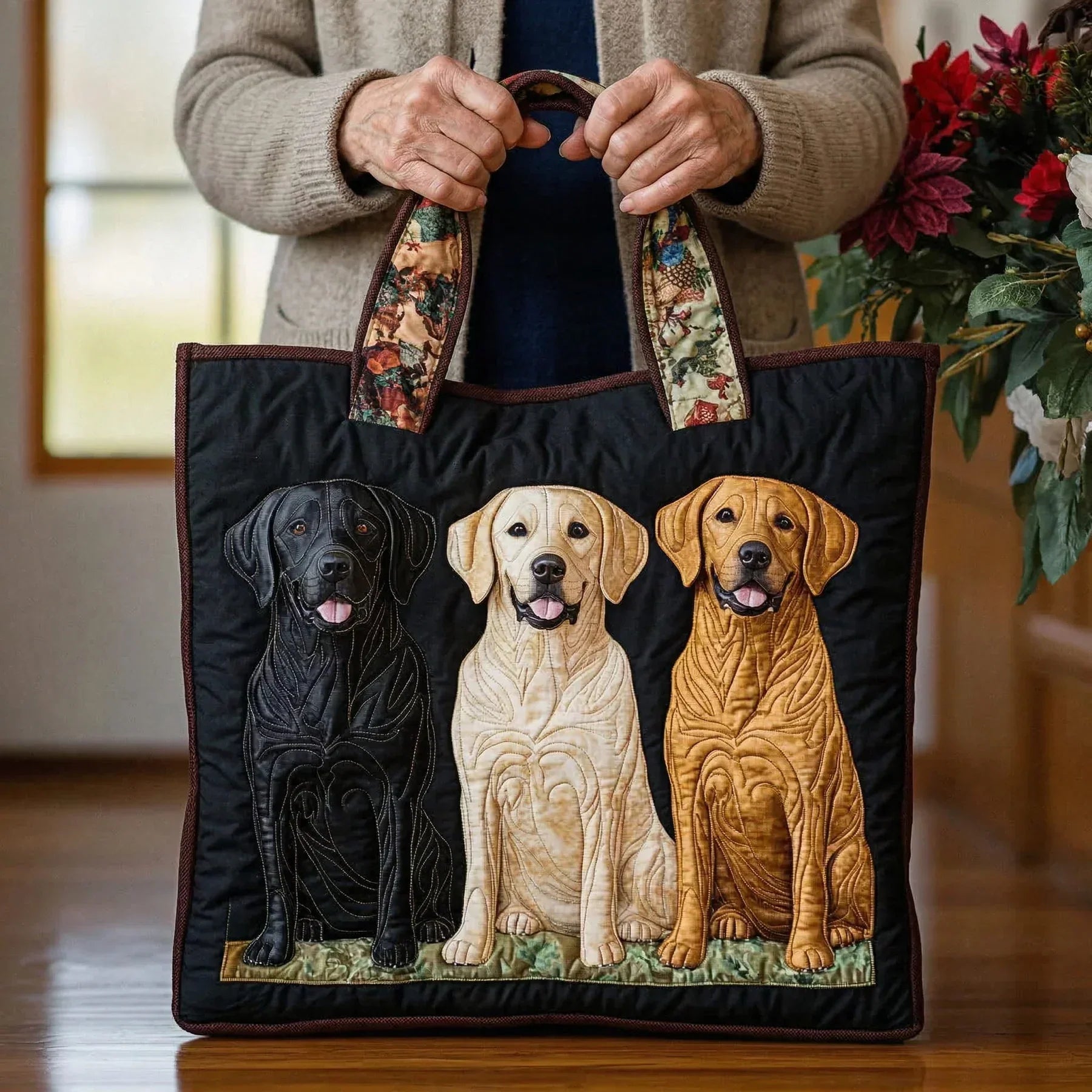 Handgjord väska – Tre labradorer