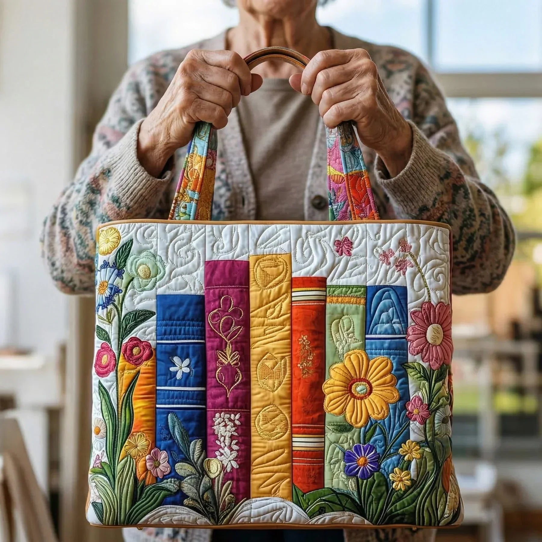 Handgjord väska – Blommigt bibliotek