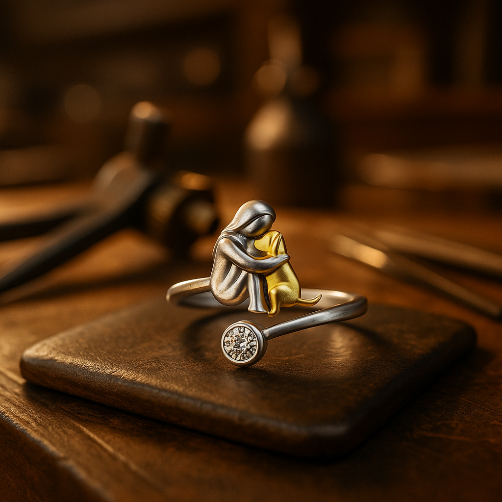 Justerbar ring i 925 sterlingsilver med zirkonia – Handgjord