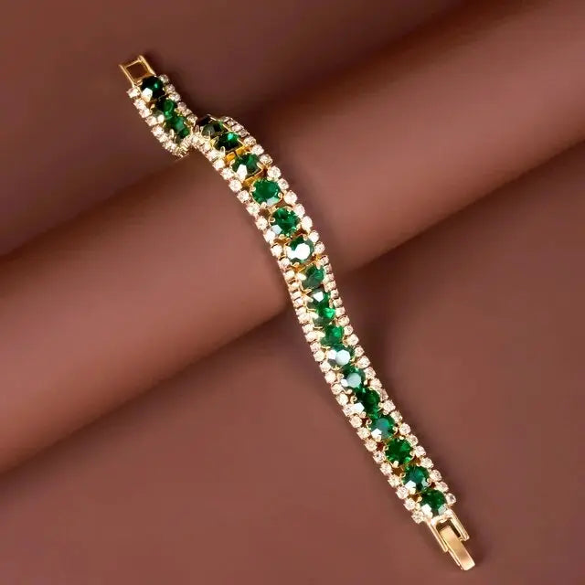 Armband i guld och grönt