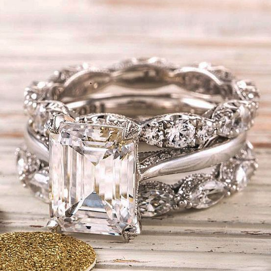 Vintagering i silver med blank finish