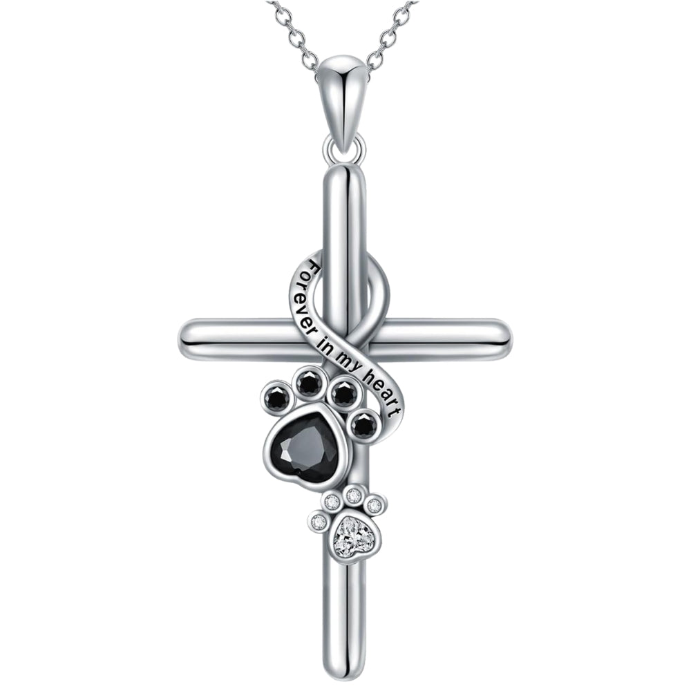 Halsband i 925 sterlingsilver med tass- och korshänge