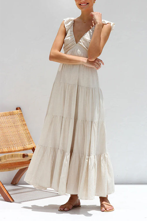 Juliet | V-neck Ruffle Maxi Dress