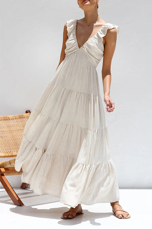 Juliet | V-neck Ruffle Maxi Dress