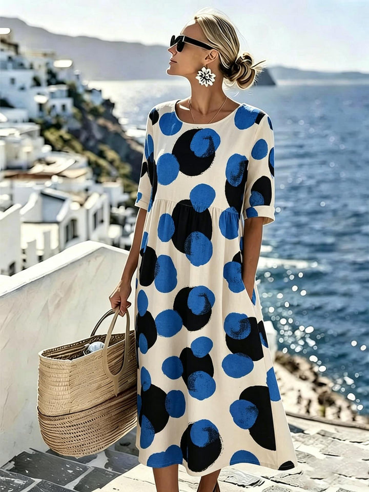 Celeste™ | Coastal Polka Midi Dress