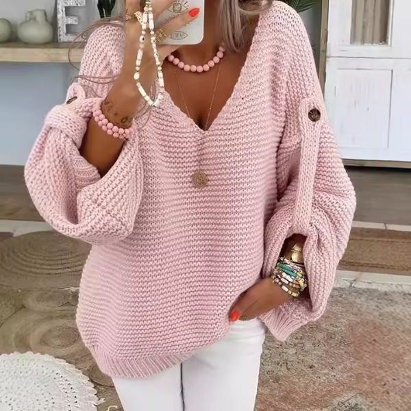 ELARA™ Button-Sleeve Knit Pullover