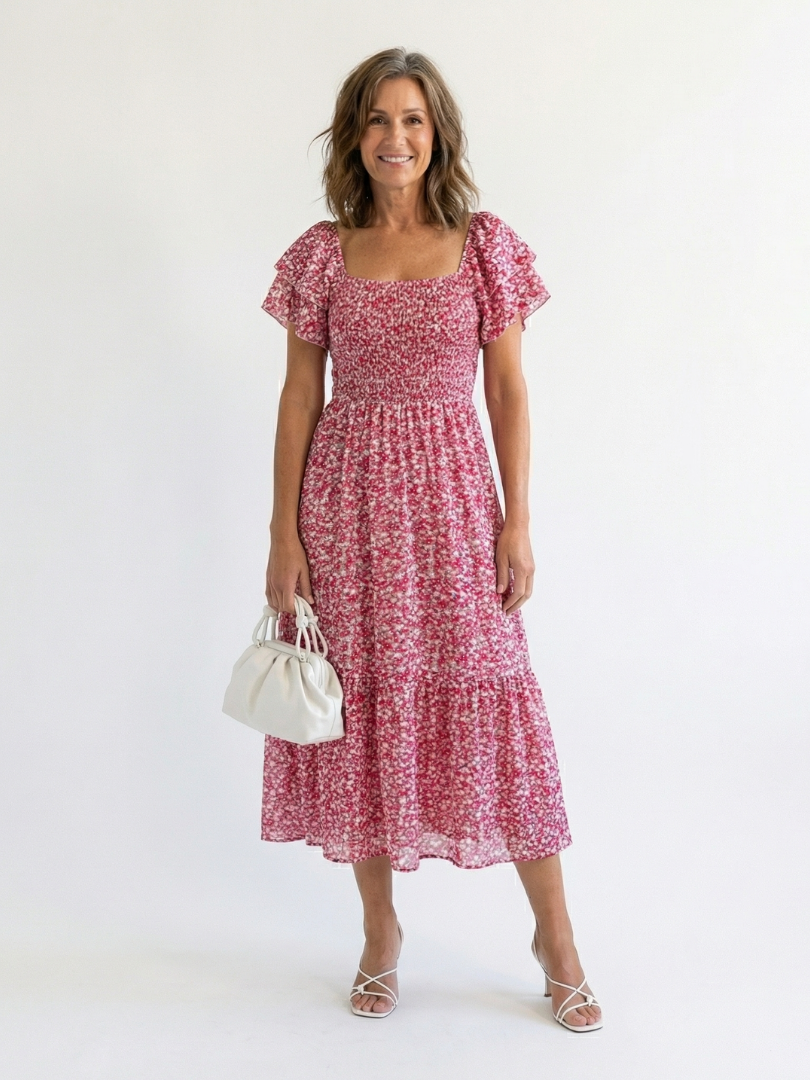 Odette | Off-Shoulder Floral Smocked Midi Dress