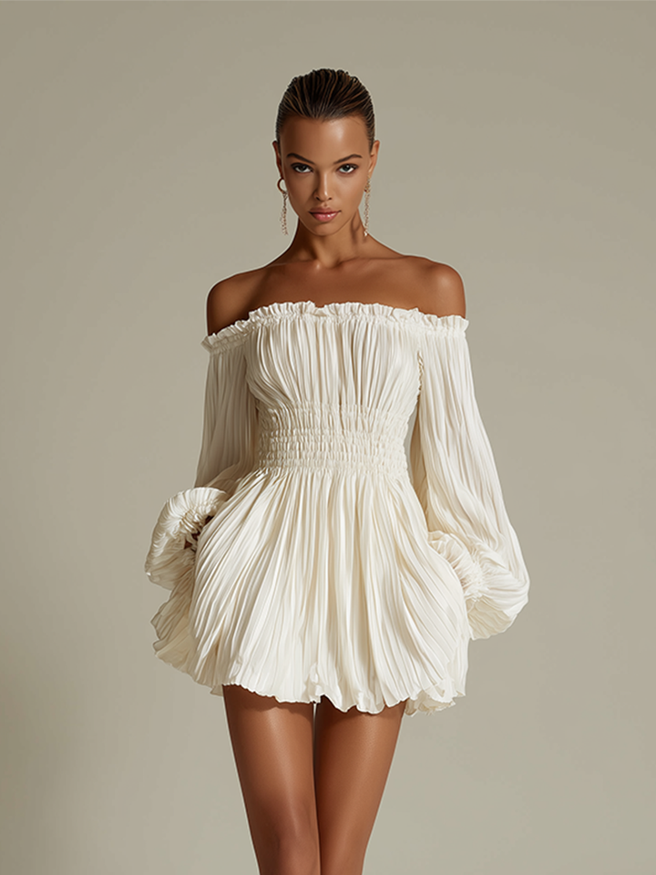 Lily - Ivory Pleated Dress