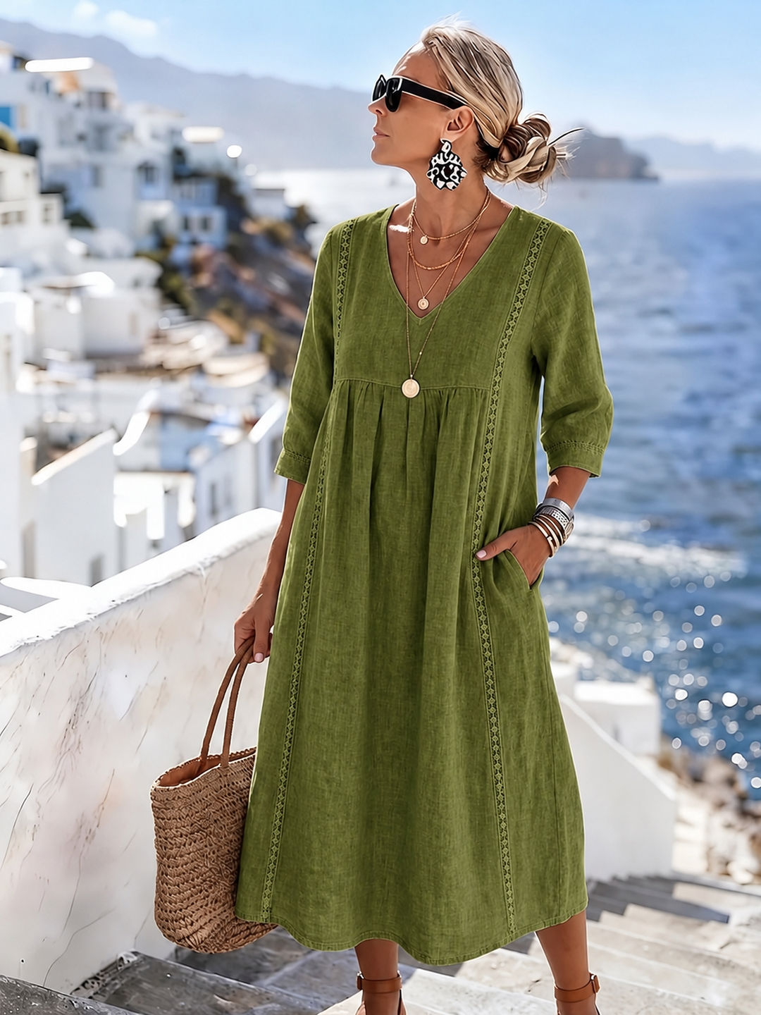 Helena - Casual Loose-Fitting Patchwork Lace Dress