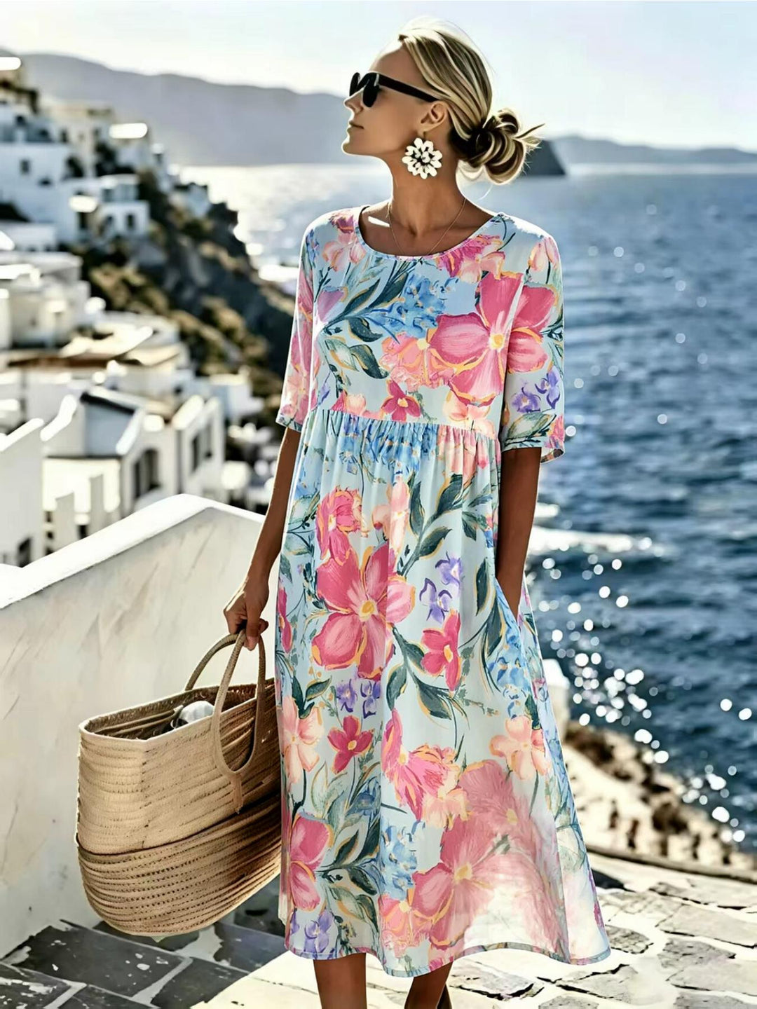 Evie™ - Elegant Floral Summer Midi Dress