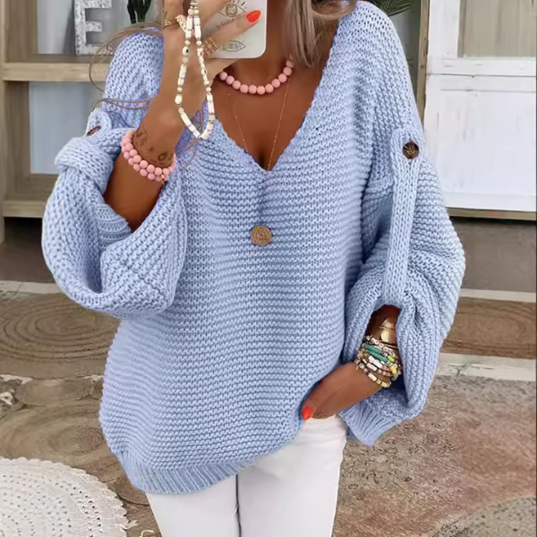 ELARA™ Button-Sleeve Knit Pullover