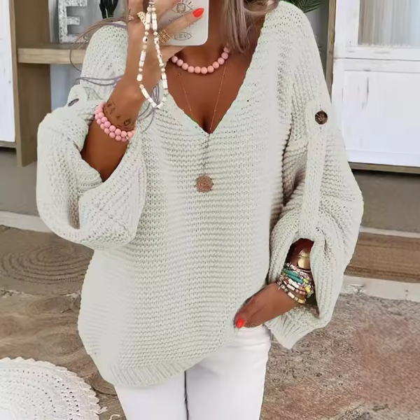 ELARA™ Button-Sleeve Knit Pullover