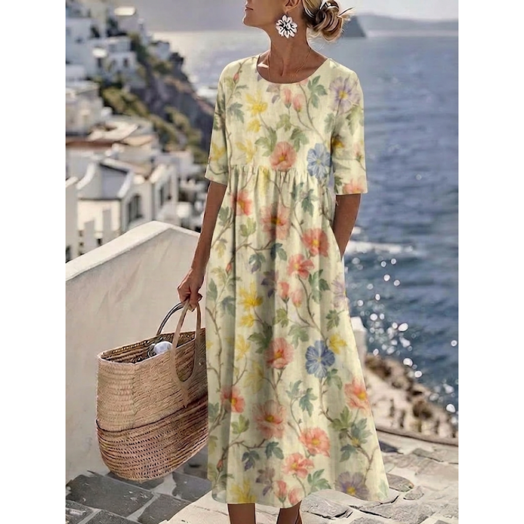 Aurelia™ - Elegant Floral Summer Midi Dress