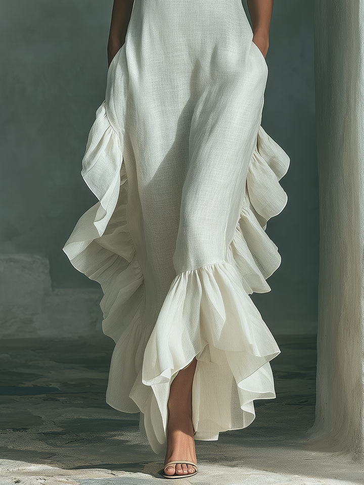 Sophie - Ivory Linen Sleeveless Maxi Dress