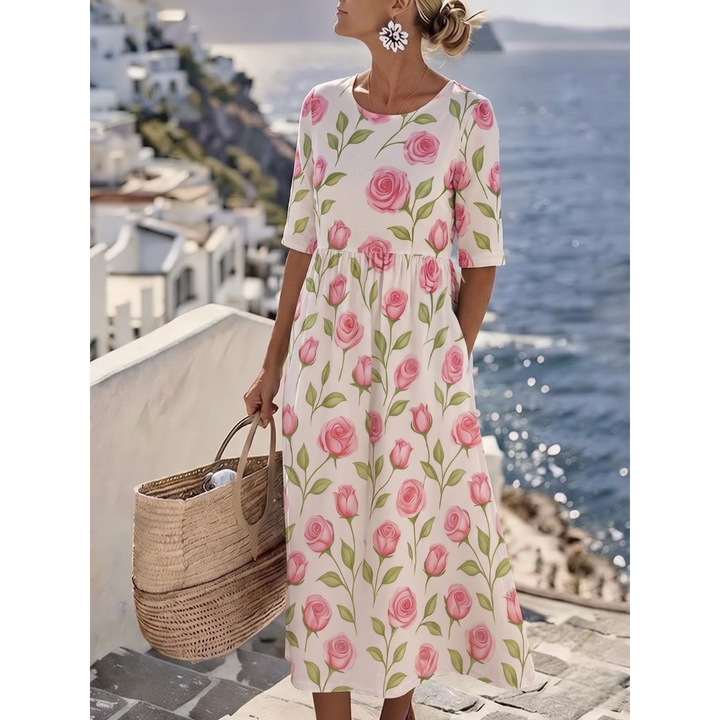 Sophia™ - Elegant Floral Summer Midi Dress