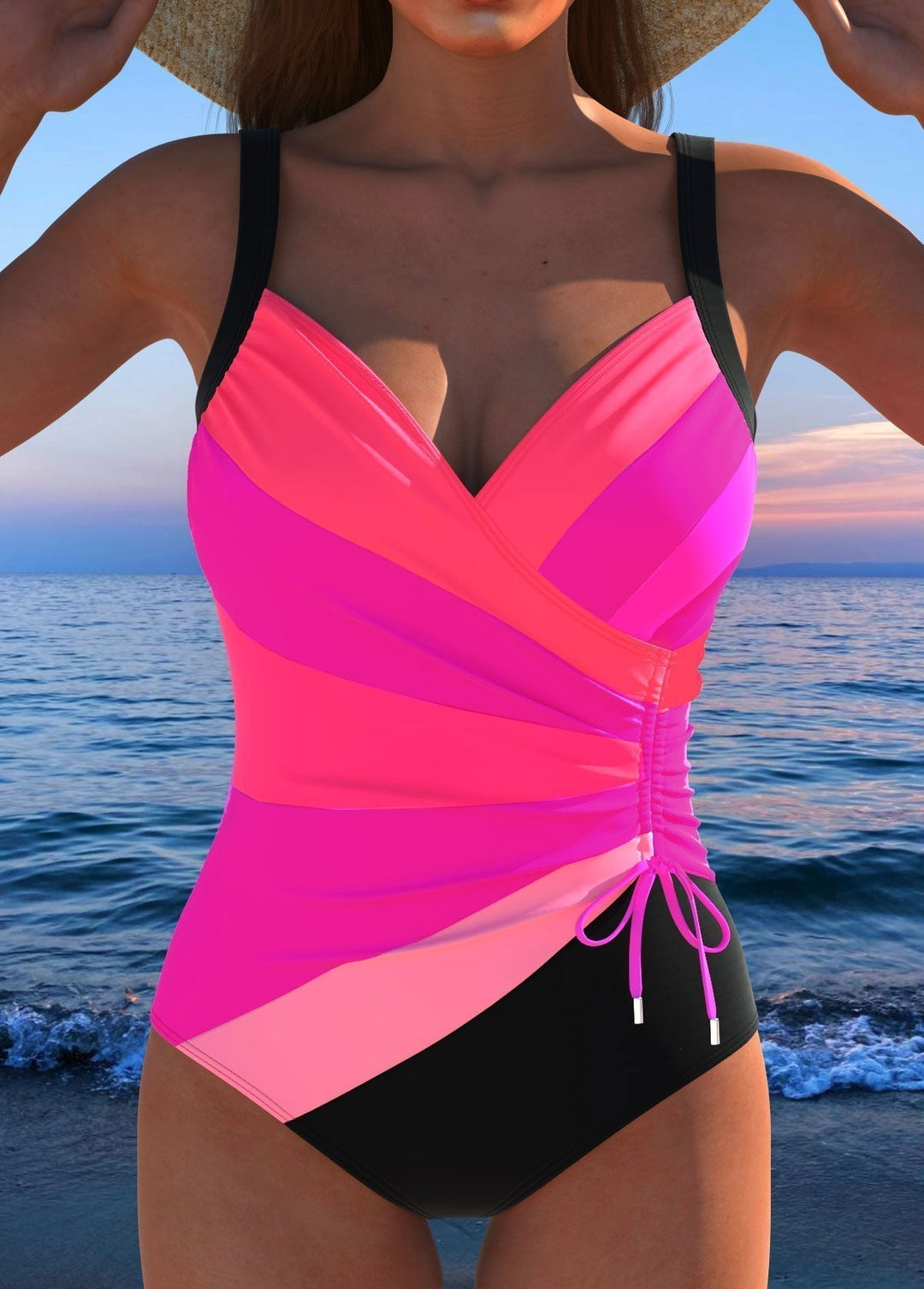 Luxurious Wrap Swimsuit with Colourful Print