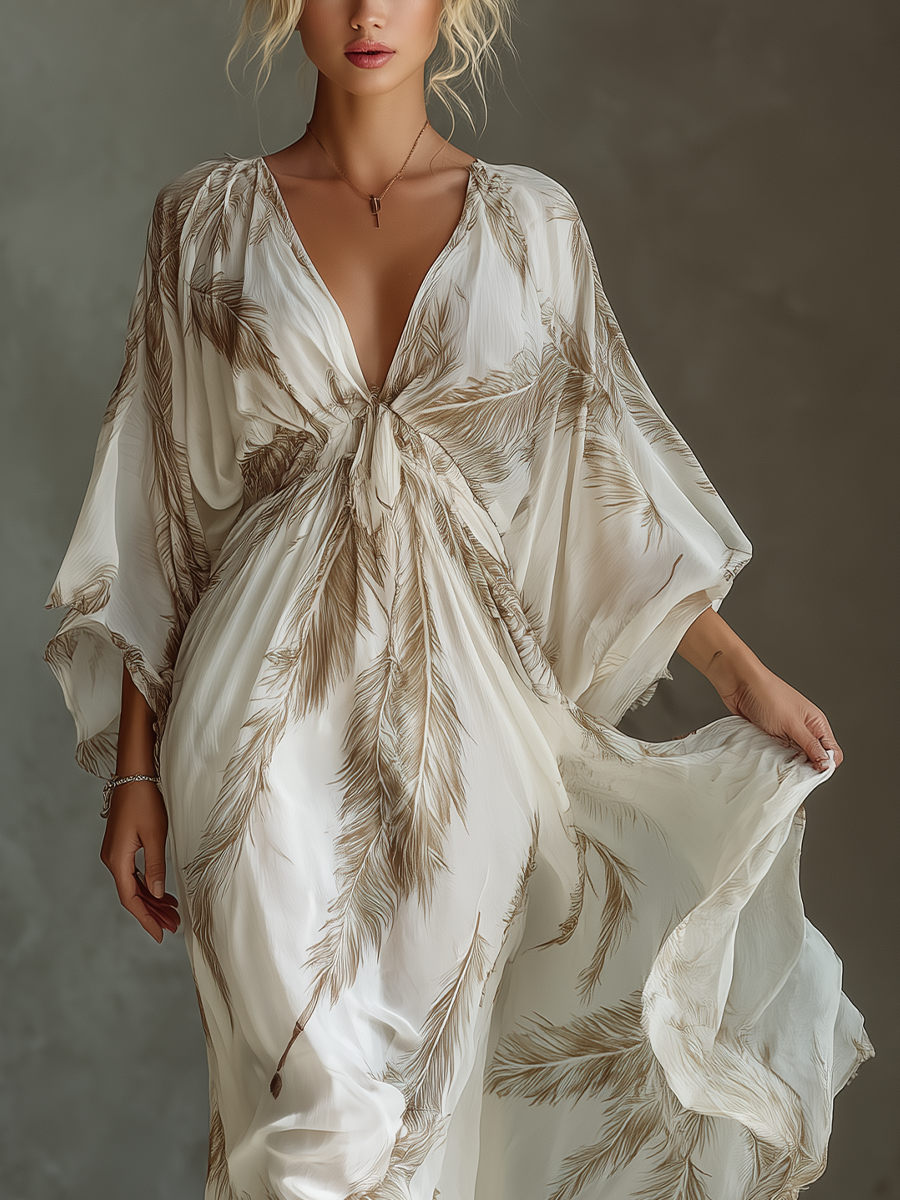 Morrisa - Ivory and Taupe Chiffon Maxi Dress