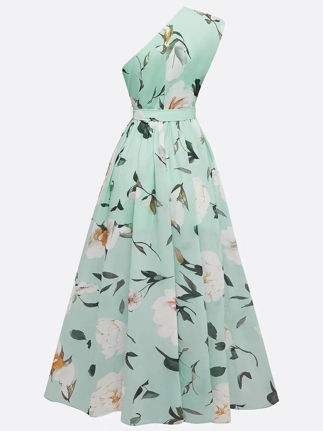Sella - Ruched One Shoulder A-Line Maxi Chiffon Dress