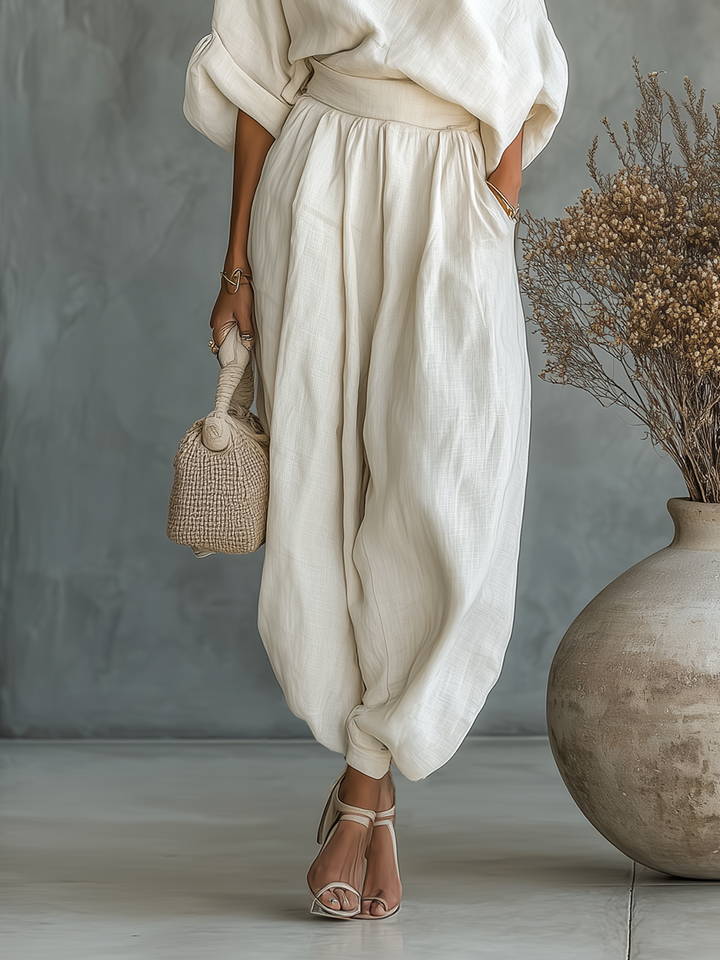 Linen Set Off-Shoulder Pants