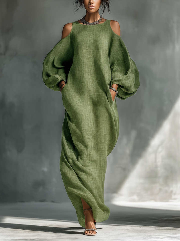 Georgina - Light Green Off-Shoulder Maxi Dress
