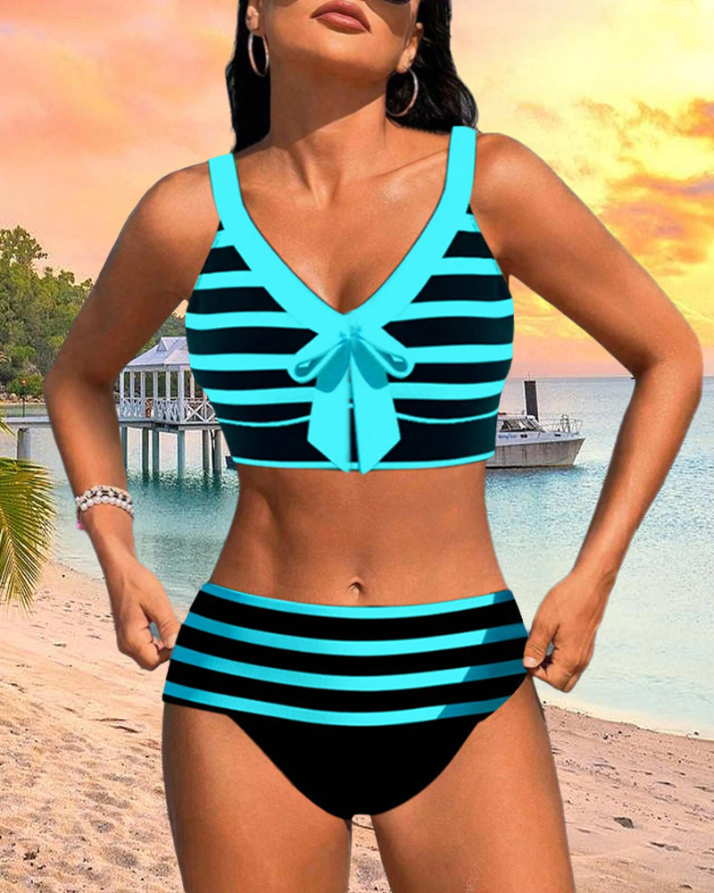 Laluna® | Striped High-Waisted Bikini