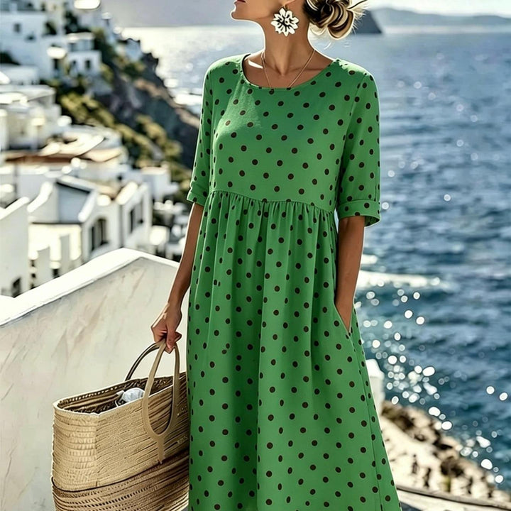 Harper™ | Emerald Polka Dot Midi Dress