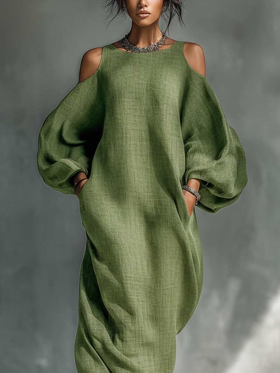 Georgina - Light Green Off-Shoulder Maxi Dress