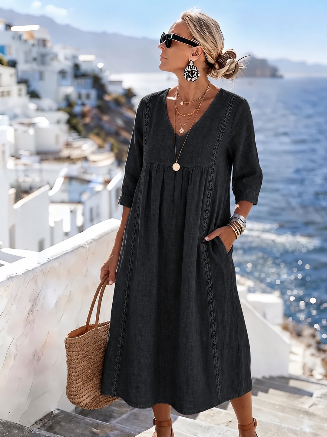 Helena - Casual Loose-Fitting Patchwork Lace Dress