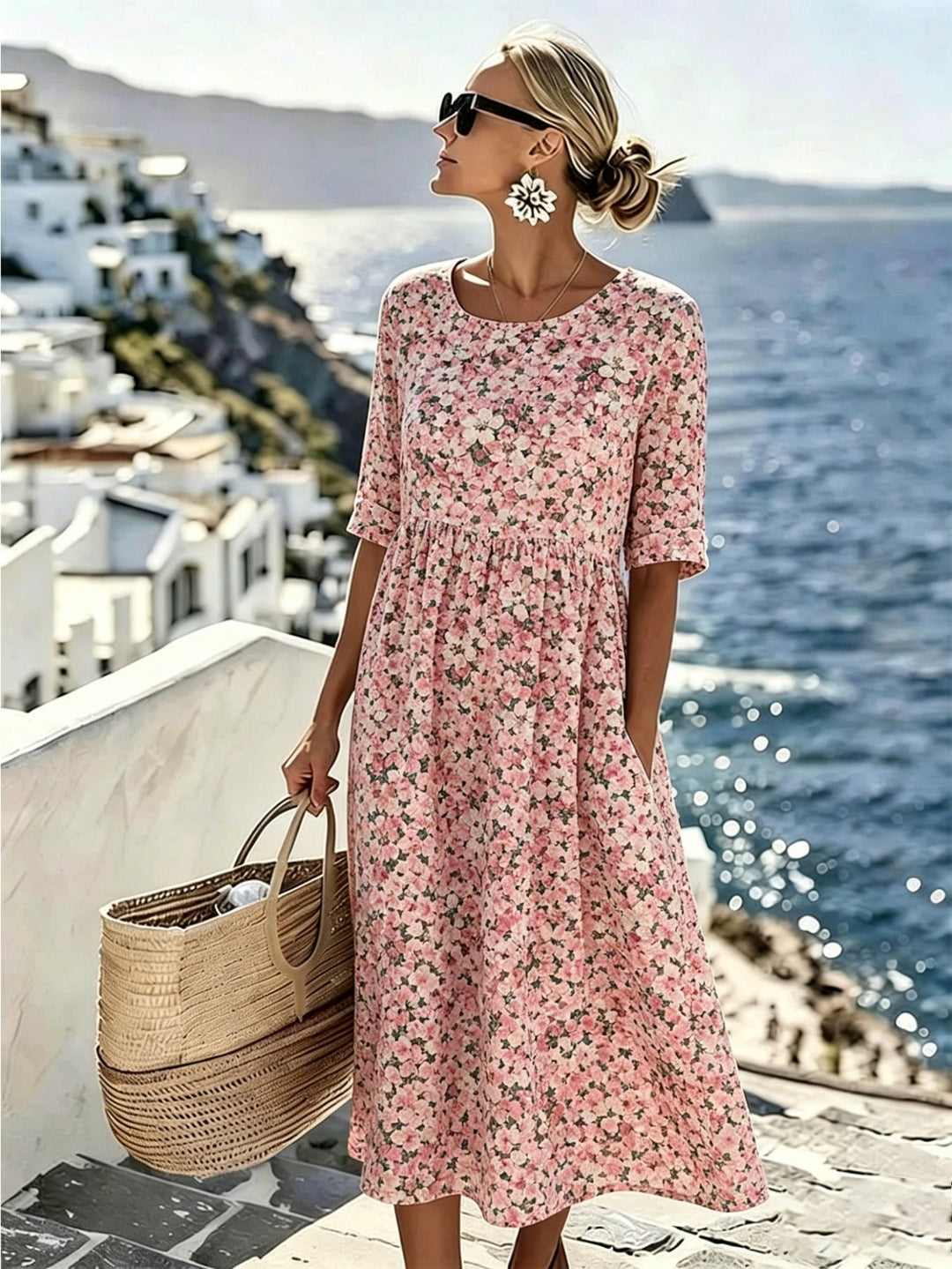 Charlotte™ - Elegant Floral Summer Midi Dress