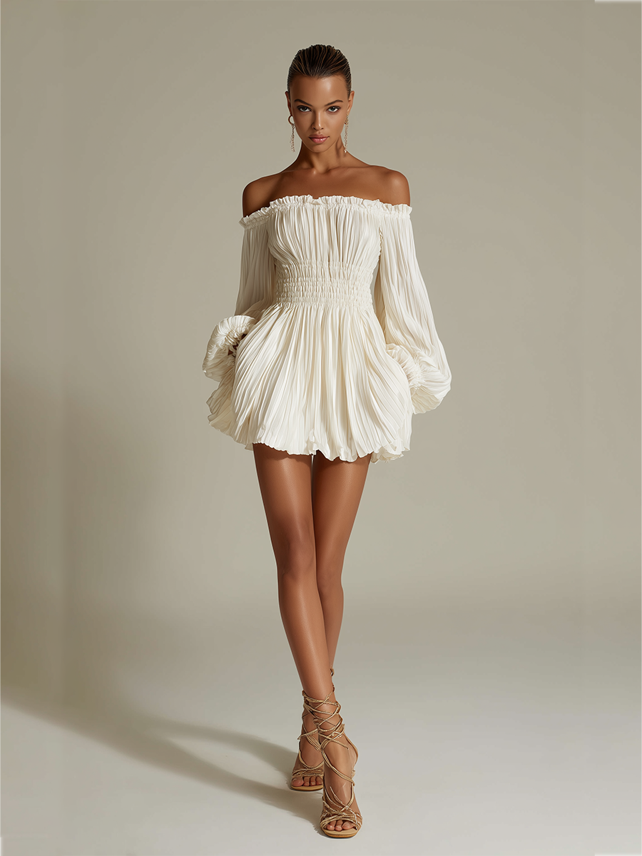 Lily - Ivory Pleated Dress