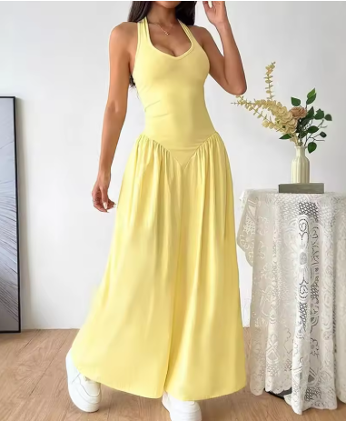 June - Yellow Long Backless Dress