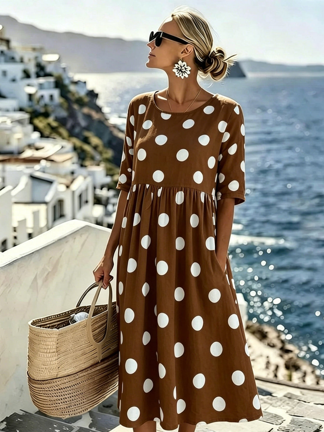 Penelope™ | Classic Polka Dot Midi Dress