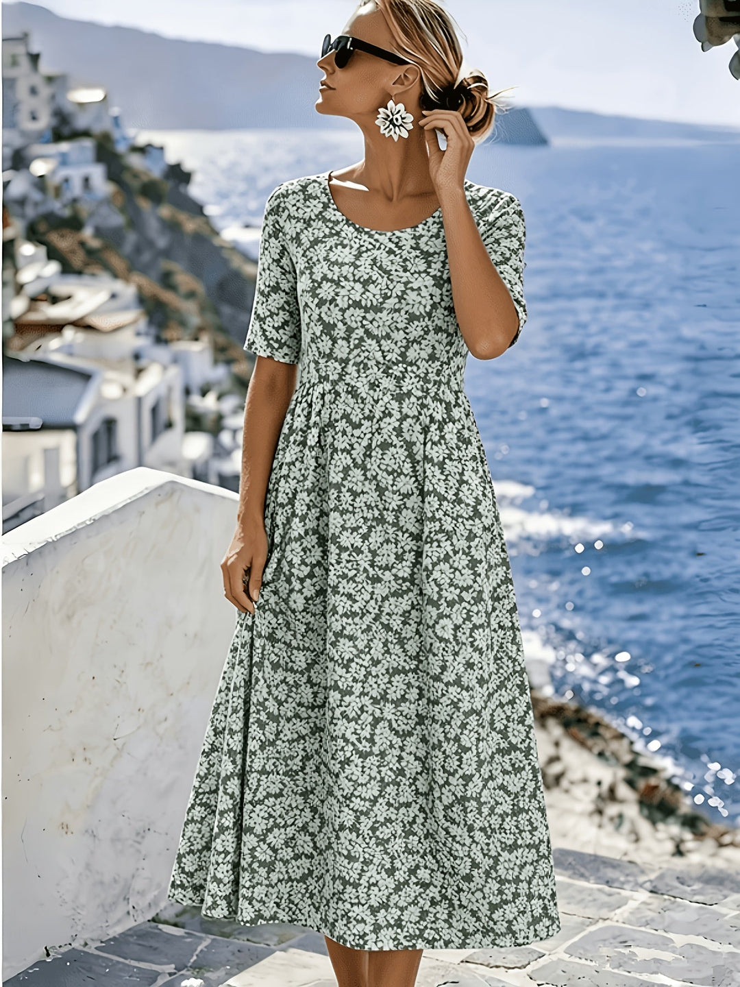 Sienna™ | Elegant Floral Midi Dress