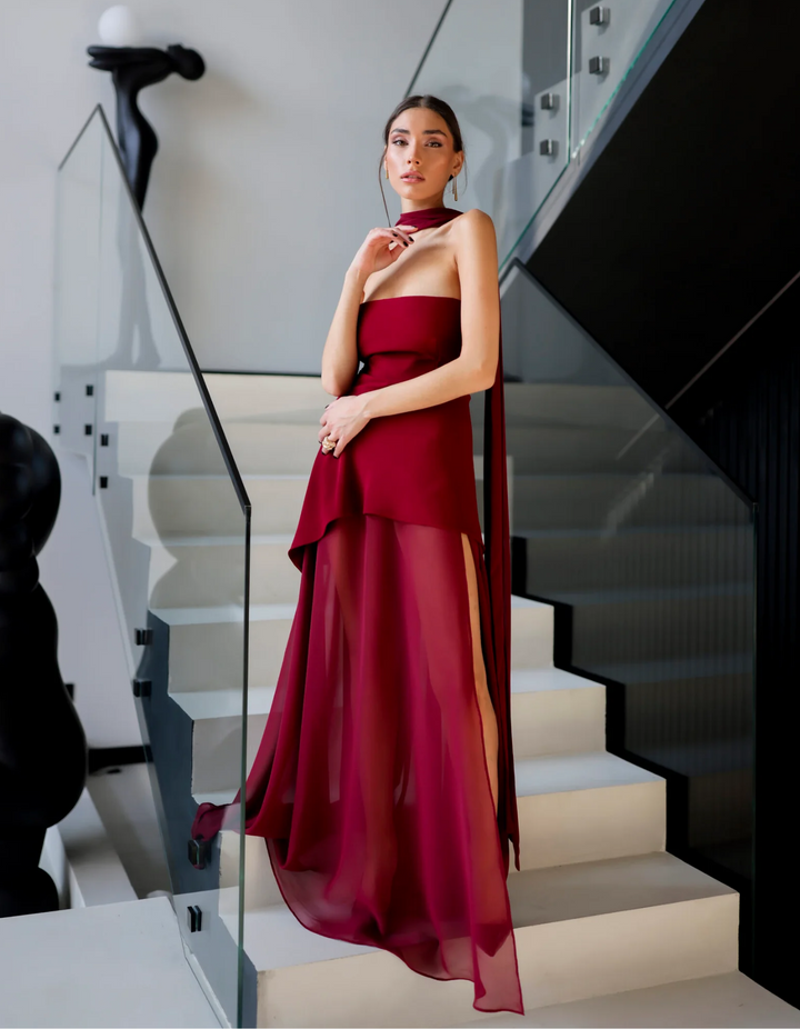 Aylin – Strapless chiffon maxi dress