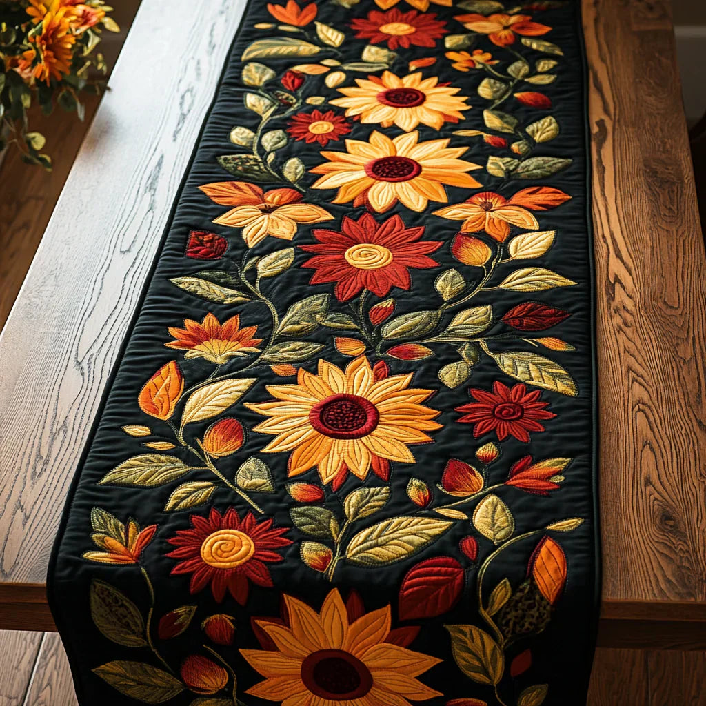 Quiltad bordstablett – Höstsolrosor