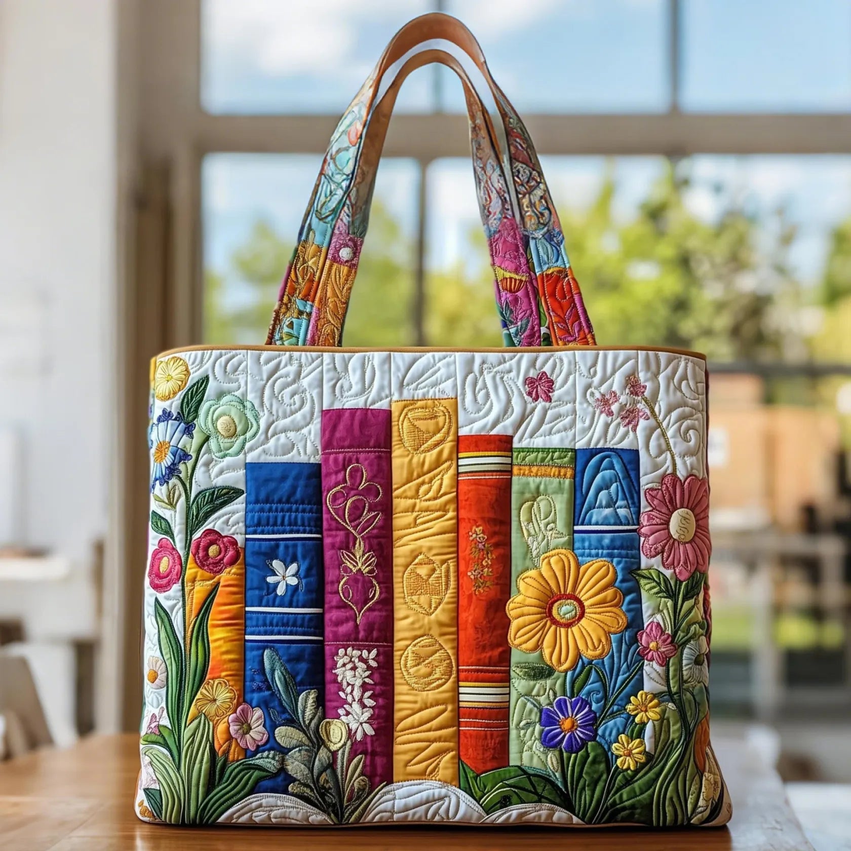 Handgjord väska – Blommigt bibliotek