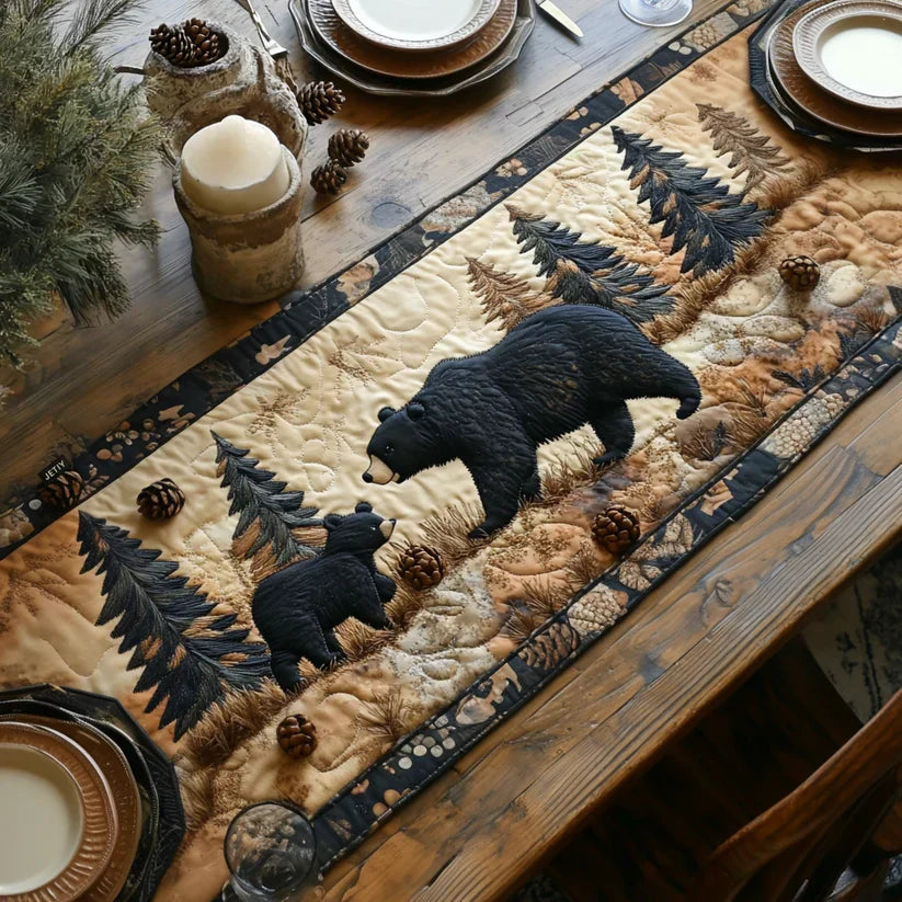 Quiltad bordstablett – Familj av svartbjörnar