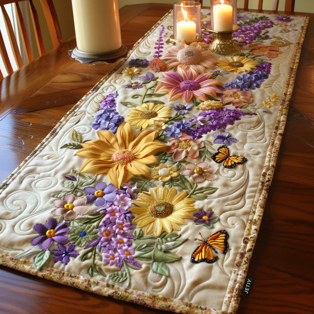 Quiltad bordstablett – Blommande trädgård