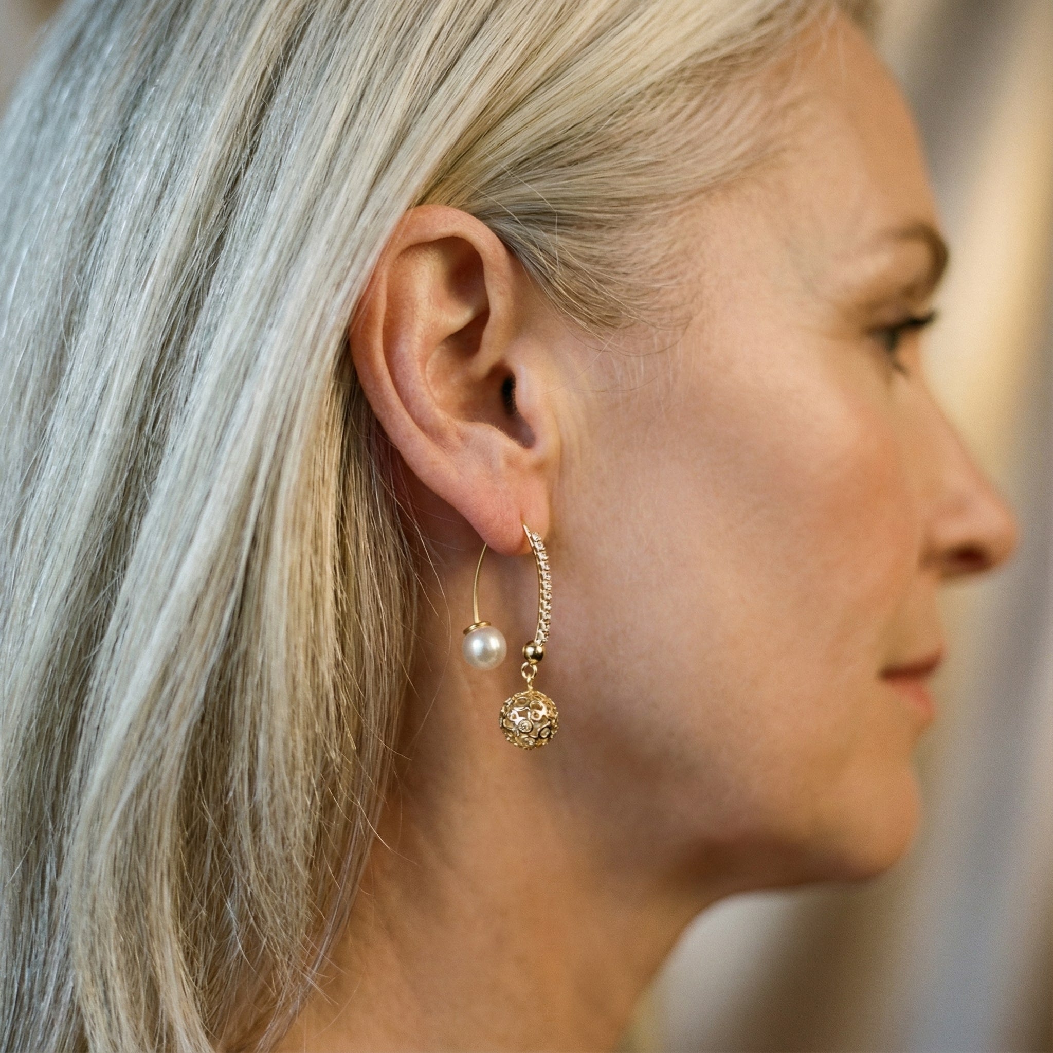 Vintagedroppar i guld och pärla – Örhängen