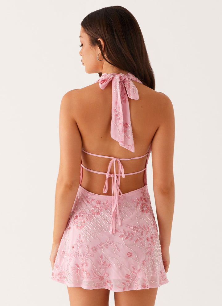 Cinzia - Beaded Pink Mini Dress