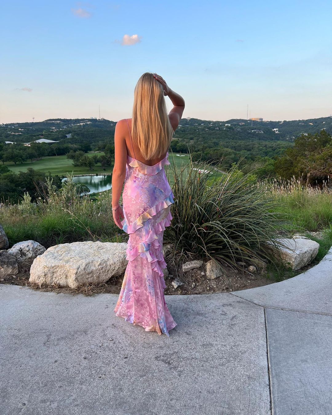 Olivia | Floral Ruffle Open-Back Maxi Dress